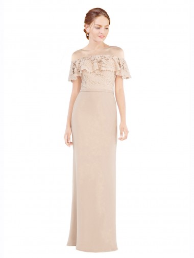 Off the Shoulder Sleeves Sheath Chiffon Prom Dress Australia