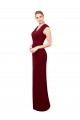 Cap Sleeves Chiffon Prom Dress with Pleated V-Neck Bodice Australia