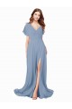 Chiffon Prom Dress with Flutter Sleeves and Front Slit Australia