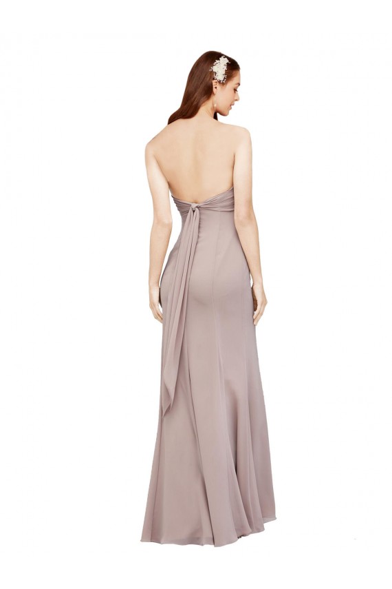 Fit and Flare Long Chiffon Prom Dress with Sash and Open Back Australia