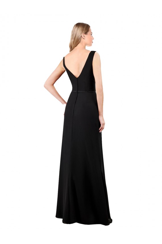 V-Neckline Chiffon Prom Dress with Draped Bodice Australia