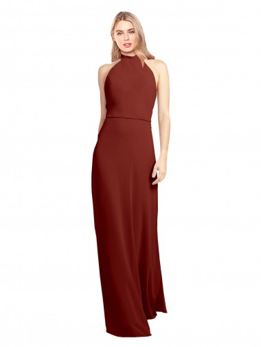 Slim High Neck Halter Fitted Open Back Chiffon Prom Dress Australia