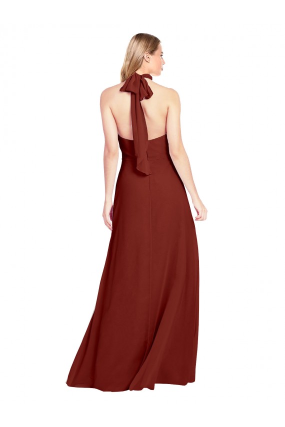 Slim High Neck Halter Fitted Open Back Chiffon Prom Dress Australia