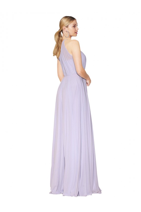 High Neck Halter Shirred Chiffon Prom Dress Australia