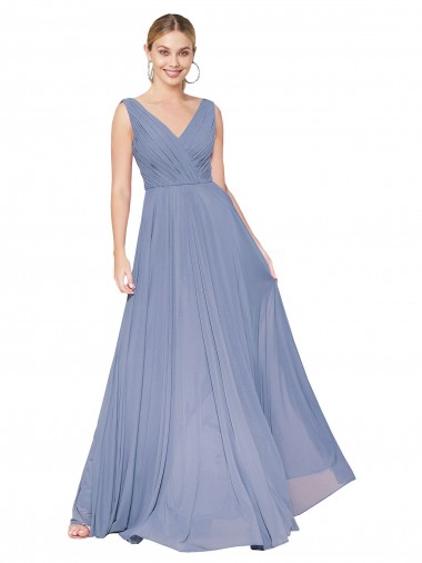 Floor Length High Neck V-Back Chiffon Prom Dress Australia