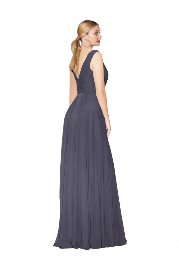 Floor Length High Neck V-Back Chiffon Prom Dress Australia