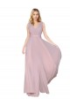 Draped V-Neck Long Chiffon Prom Dress with Shirred Bodice Australia