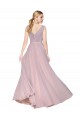 Draped V-Neck Long Chiffon Prom Dress with Shirred Bodice Australia