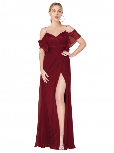 Cold Shoulder Long Mermaid Chiffon Prom Dress with Straps Australia