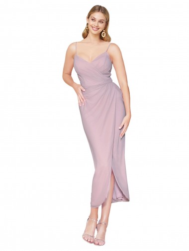 Short Knee Length Chiffon Wrap Cocktail Prom Dress / Homecoming Dress with Straps Australia