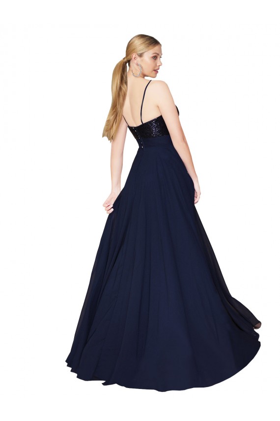 Sweetheart High Neck Sequin Top Long Chiffon Prom Dress Australia