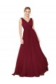 Draped A-Line V-Neck Floor Length Chiffon Prom Dress Australia
