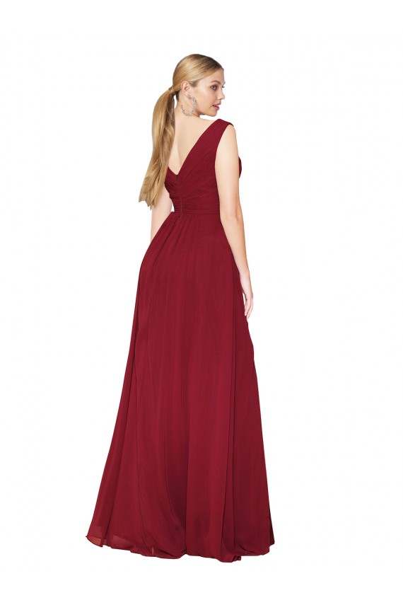 Draped Mermaid Long V-Neck Chiffon Prom Dress with High Slit Australia