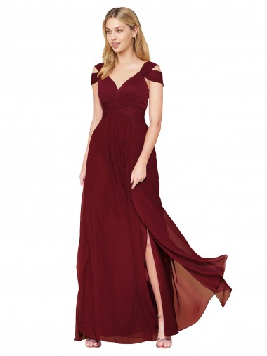 Off the Shoulder Long Chiffon Prom Dress with Side Slit Australia