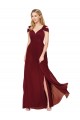 Off the Shoulder Long Chiffon Prom Dress with Side Slit Australia