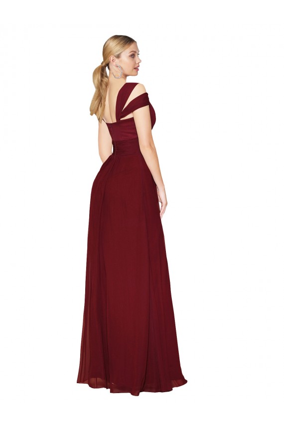 Off the Shoulder Long Chiffon Prom Dress with Side Slit Australia