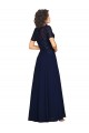 Short Sleeves A-Line Long Chiffon Prom Dress with Beaded Bodice Australia