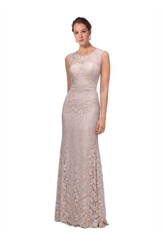 Long Sleeveless All Lace Prom Dress with Scoop Neckline Australia