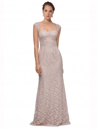 Sweetheart Neckline Cap Sleeves Lace Prom Dress with Twist Australia