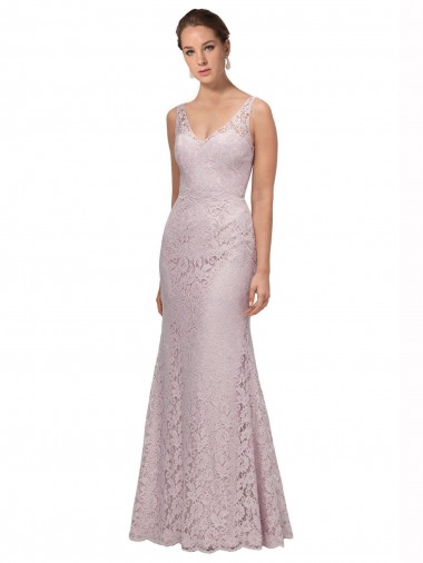 Lace V-Neckline Long Full Length Prom Dress Australia