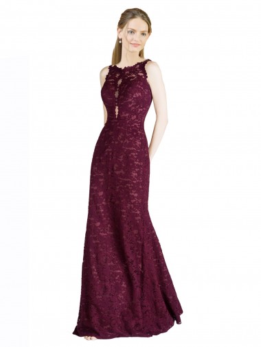Long Lace Prom Dress with Peekaboo Bodice and Keyhole Back Australia