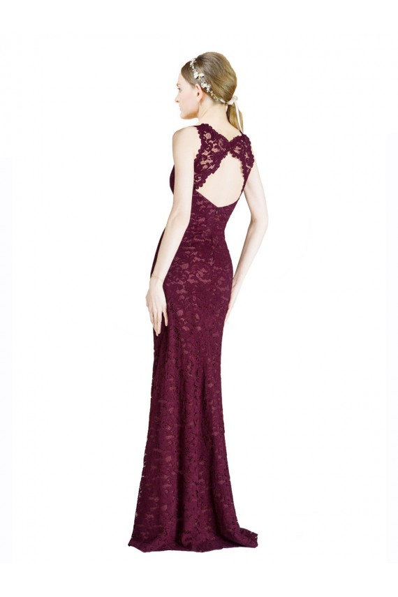Long Lace Prom Dress with Peekaboo Bodice and Keyhole Back Australia