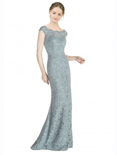 Off the Shoulder Mermaid Lace Prom Dress with Cap Sleeves Australia