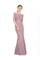 Short Sleeves Crop Top Mermaid Lace Prom Dress Australia