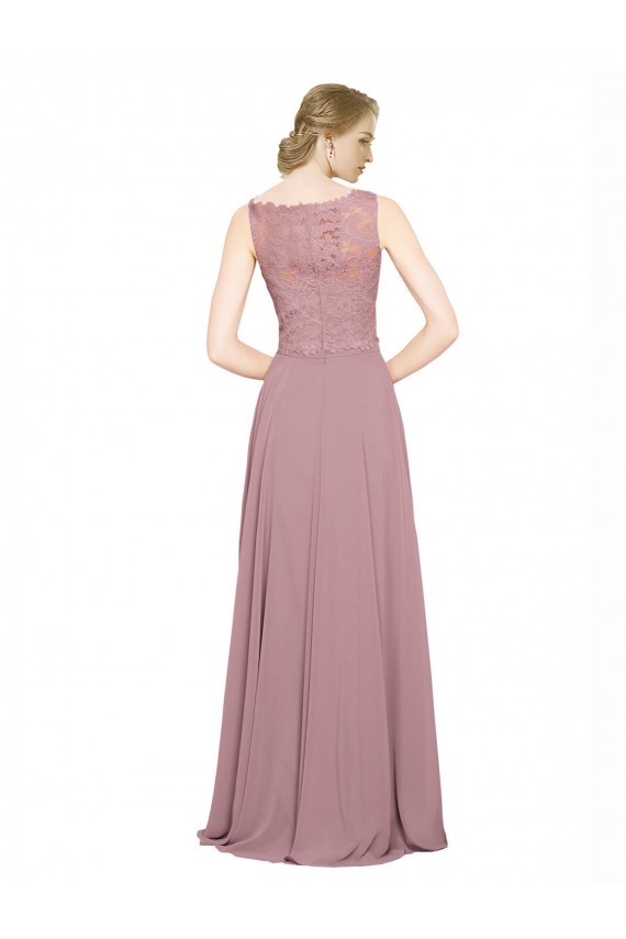 Long A-Line Chiffon Prom Dress with Sleeveless Lace Crop Top Australia