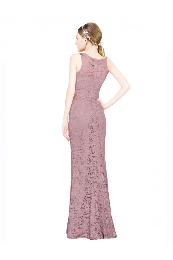 Sleeveless Crop Top High Neck Mermaid Lace Prom Dress Australia