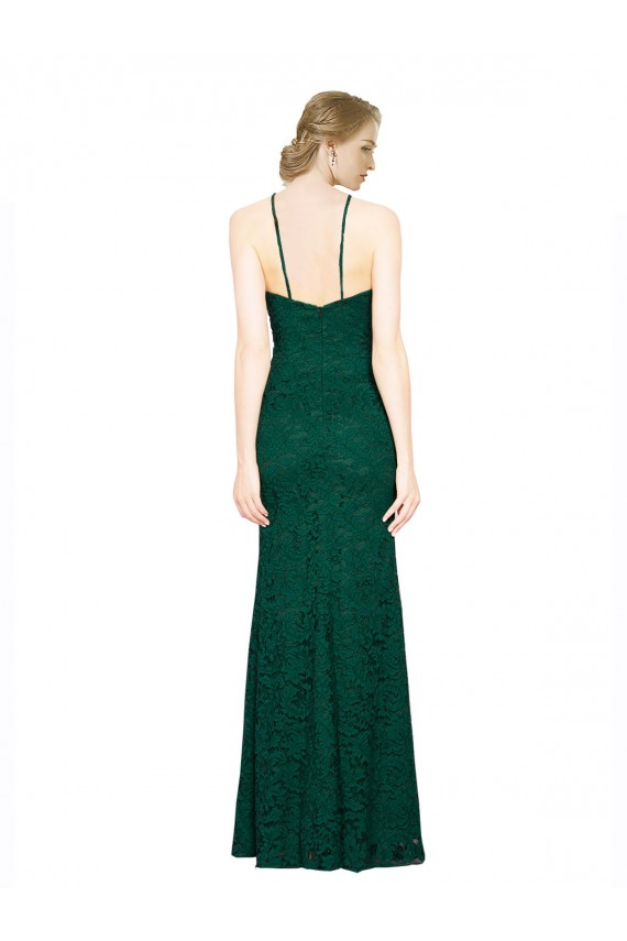 High Illusion Halter Neck Long Lace Prom Dress Australia