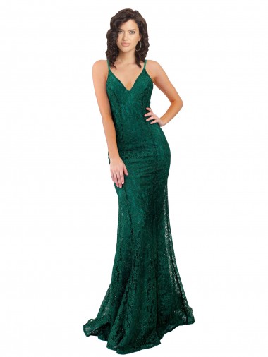 Black Tie Sleek Fishtail Shaped Long Lace Prom Dress Australia