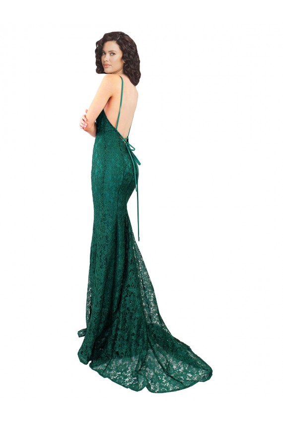 Black Tie Sleek Fishtail Shaped Long Lace Prom Dress Australia