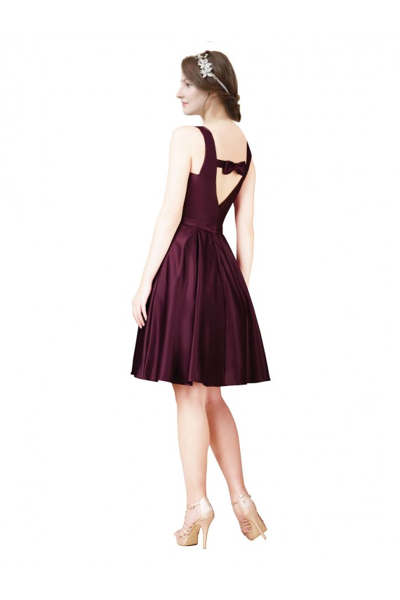 Classic Knee Length Satin Cocktail Prom Dress / Homecoming Dress with V Back and Bow Detail Australia