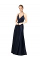 Sexy Satin Prom Dress with Deep V-Neckline and Strappy Back Australia