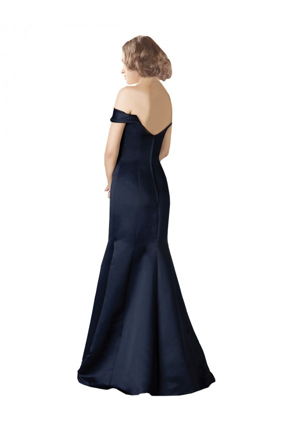 Fit and Flare Satin Prom Dress with Off the Shoulder Neckline Australia