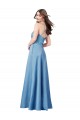 Crossing Strap Back Pleated Bodice Long Satin Prom Dress Australia