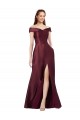 Long Off the Shoulder Satin Prom Dress with Thigh-high Slit Australia