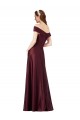 Long Off the Shoulder Satin Prom Dress with Thigh-high Slit Australia