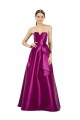 Sleeveless V-Neck Long Satin Prom Dress with Bow Waist Australia