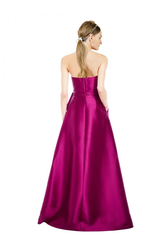 Sleeveless V-Neck Long Satin Prom Dress with Bow Waist Australia