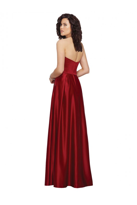 Strapless Satin Prom Dress with Beaded Pocket and Soft Pleating Australia