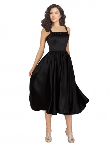 Short Square Neck Satin Cocktail Prom Dress / Homecoming Dress with Beading Australia