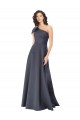 Rouched One Shoulder Floor Length Satin Prom Dress with Bow Australia