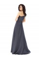 Rouched One Shoulder Floor Length Satin Prom Dress with Bow Australia