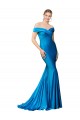 Off the Shoulder Long Chapel Train Satin Prom Dress Australia