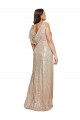 Deep V-Neck Sleeveless Sparkling Sequin Prom Dress with Draped Cowl Back Australia