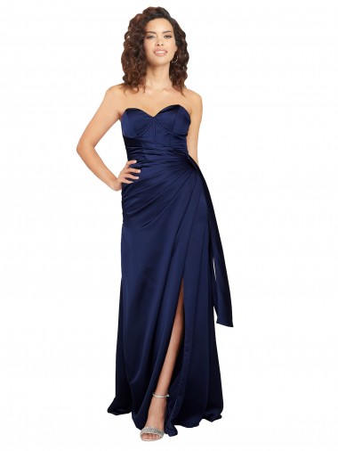 Floor Length Wrap Skirt Silky Satin Prom Dress Australia