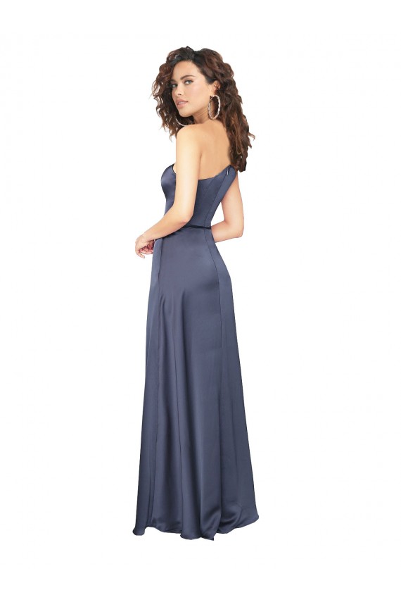 Draped Silky Satin Prom Dress with Tied Waist Australia