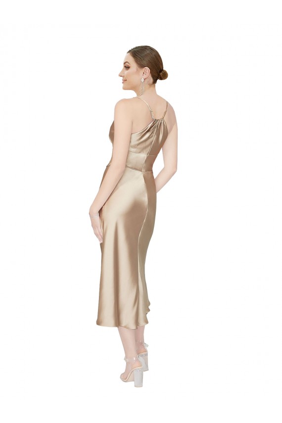 Empire Waist Silky Satin Midi Length Cocktail Dress / Prom Dress Australia
